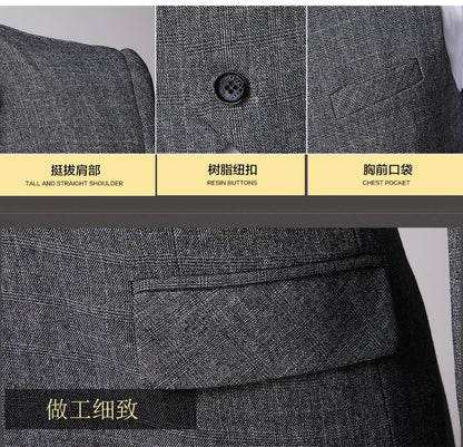 S-6XL (Jacket + Vest + Pants) Retro Gentleman Classic Fashion Plaid Mens Formal Business Slim Suit 3Pces Set Groom Wedding Dress