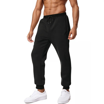 New Sweatpants Side Zipper Pockets Men Joggers Track Pants Elastic Waist Sport Casual Trousers Baggy Fitness Gym Clothing