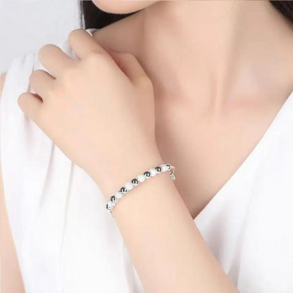 Charms 925 Silver-Color Luxury Beads Bracelets Bangles Cute For Women Fashion Party Wedding Jewelry Adjustable