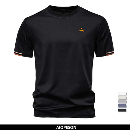 AIOPEAON Mens Solid Color Sporty Round Neck Casual T-Shirt For Stylish Wear High Quality Male Tops Men's T-shirts