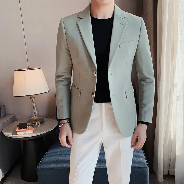 2025 High Quality Solid Single Button Casual Blazer Men's Korean Simple Business Elegant Fashion Party Slim Fit Suit Jacket 4XL