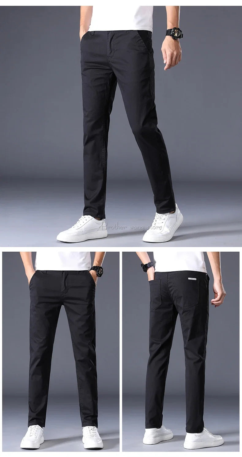 7 Colors Men's Classic Summer Thin Casual Pants Business Fashion Stretch Cotton Slim Solid Color Trousers Male Brand Clothes