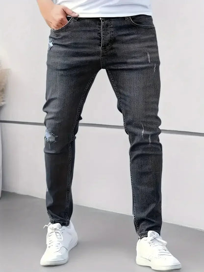 Men Casual Denim Pants Elastic Skinny Jeans Multi-Pocket Trousers Slim Fit Black Jeans Soild Cargo Pants Man Clothes Streetwear