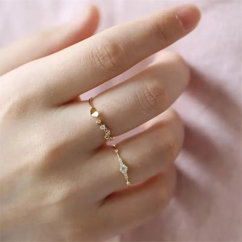 925 Sterling Silver 14K Gold Plating Pavé Crystal Exquisite Wedding Ring Women Light Luxury Temperament Jewelry Accessories