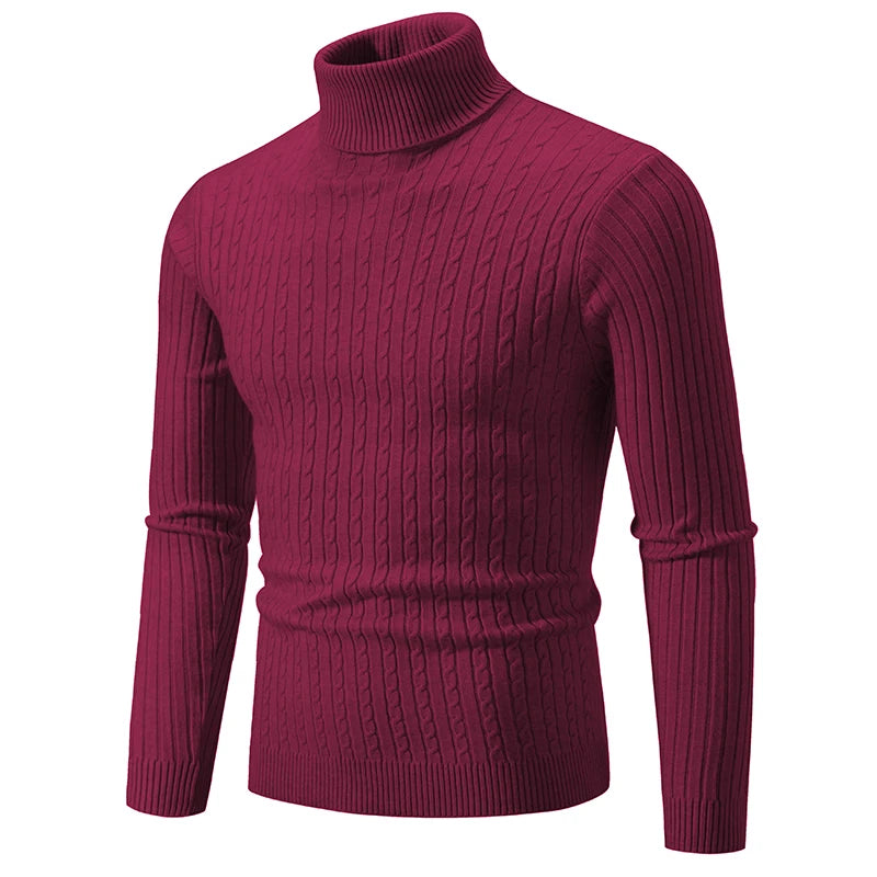 New Men's Turtleneck Sweater Casual Men's Knitted Sweater Warm Fitness Men Pullovers Tops