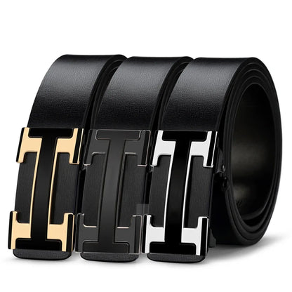 High Quality Casual 34mm Men's Belt Designer Genuine Leather Belts Strap Male Metal Smooth Buckle Fashion men belt for jeans