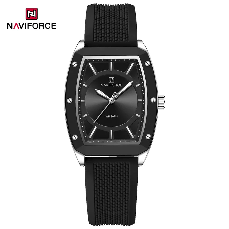 NAVIFORCE Women Quartz Watches Silicone Strap Student Sports Watch Big Dial Simple Tonneau Waterproof Wristwatches Dropshipping