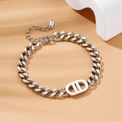 Stylish Double D Chain Stainless Steel Necklace Bracelet Can Be Worn By Both Men And Women Party Jewellery