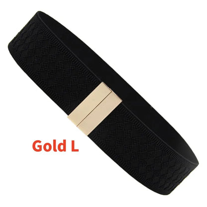 New Wide Elastic Black Belt Dress Stretch Waist Belts Women Dress Coat Accessories Waistband Corset Waist Metal Buckle Lady