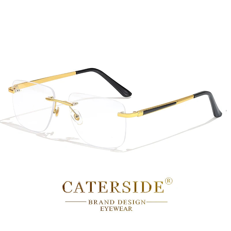 CATERSIDE New Pilot Rimless Sunglasses for Men Fashion Metal Large Frame Sun Glasses Women Shopping Travel Business Eyewear