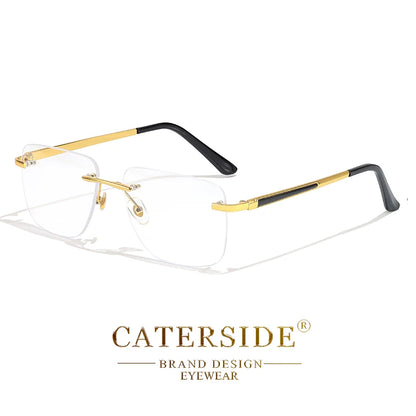 CATERSIDE New Pilot Rimless Sunglasses for Men Fashion Metal Large Frame Sun Glasses Women Shopping Travel Business Eyewear