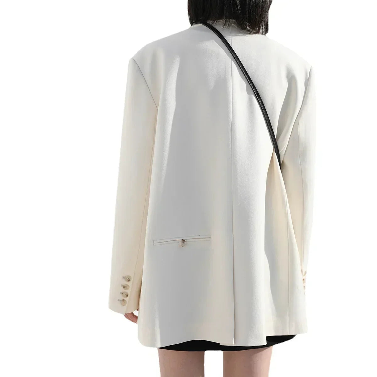 CHIC VEN 2025 Fashion Women's Blazer Office Lady Long Sleeve Double-breasted Mid-length Casual Coat Ladies Outerwear Stylish Top