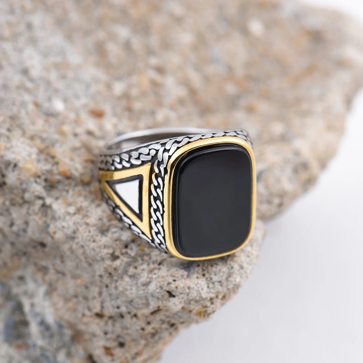 Men's High Quality 316L Stainless Steel Variety Onyx Rings Fashion Trend Jewelry