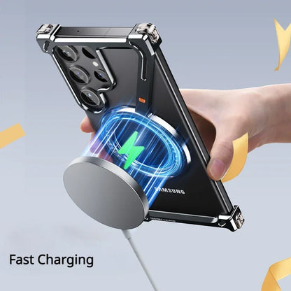 Z Shape Titanium Metal Case For Samsang Galaxy Z Fold 6 5 S24 S25Ultra Plus Aluminum Alloy Bumper Magnetic Rotation Holder Cover