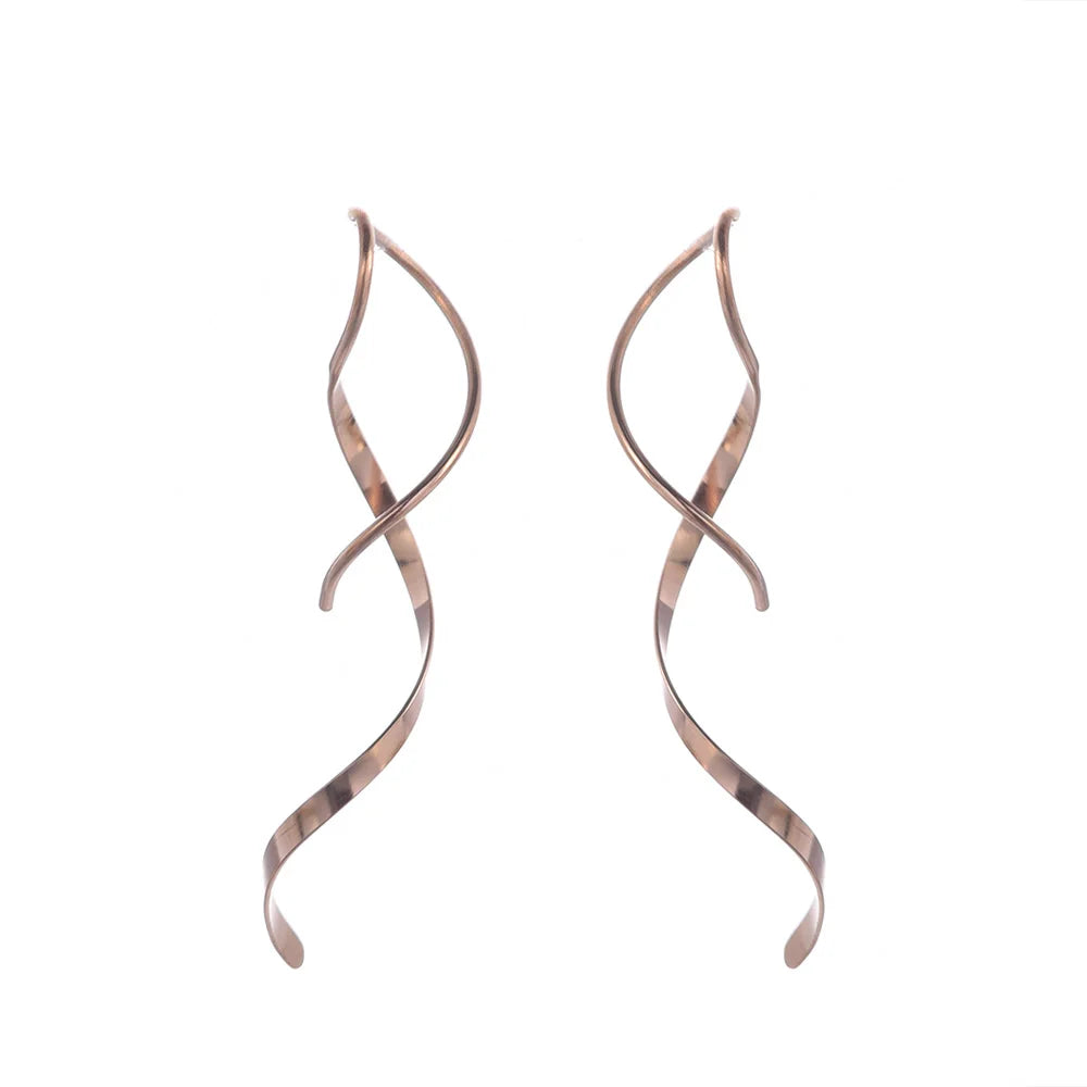 Simple Spiral Threader Earrings Irregular Helix Wave Curve Ear Line Cuff Stainless Steel Dangling Earring Women Fashion Jewelry