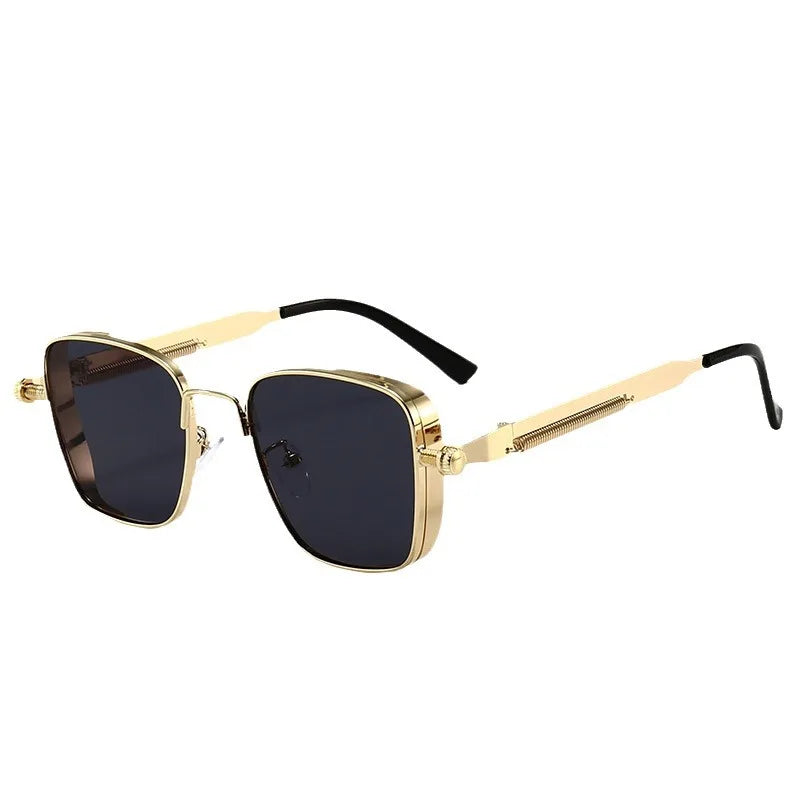 New European and American retro box edging steam punk men's sunglasses with personalized metal springs, Indian sunglasses