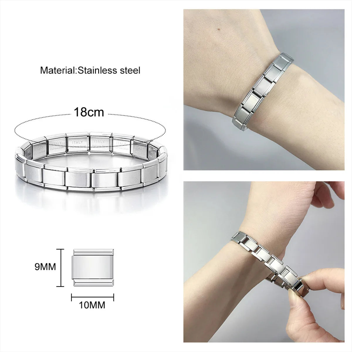 Fashion Sliver Bangle Bracelet Width Italian Elastic Charm Bracelet Simple Design Men Women DIY New Style Jewelry Gifts