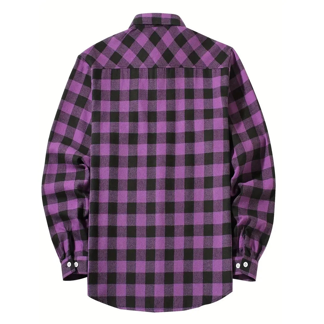 Mens Shirts Single Breaste Classic Plaid Smart Casual Flannel Shirt Long Sleeved Chest Two Pockets Design Spring Autumn Men Tops