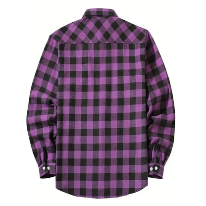 Mens Shirts Single Breaste Classic Plaid Smart Casual Flannel Shirt Long Sleeved Chest Two Pockets Design Spring Autumn Men Tops