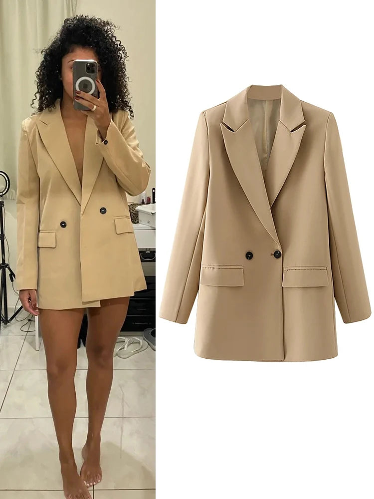 TRAF Blazer Woman Black Beige Khaki Blue Green Gray Women coat Fashion Office Wear Women's Blazers Jacket Outerwears 2025