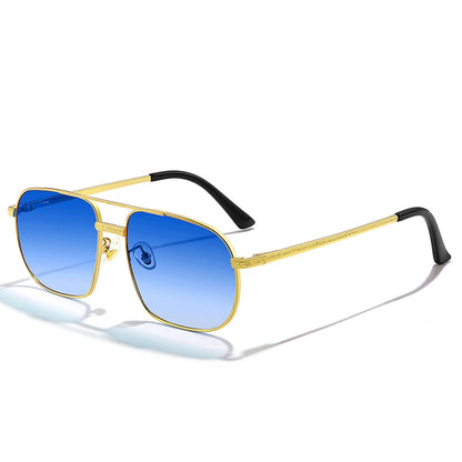 HBK New Pilot Sunglasses for Men Fashion Retro Double Bridge Girder Metal Sun Glasses Women UV400 Male Trending Products Shades