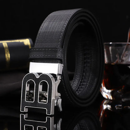 High Quality 3.4cm Business Men Belt Luxury Brand Designer famous canvas Leather Belts for men Jeans Strap Male Buckle belt