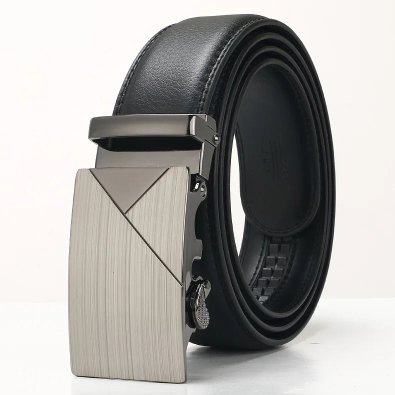 3.5cm New Men's Leather Belt Alloy Automatic Buckle Business Leisure Youth Middle-aged and Elderly Belt Designer Belt for Men