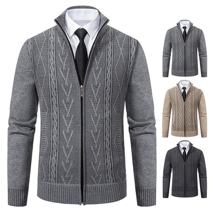 2025 autumn and winter new cashmere padded warm casual men's knitted sweater coat