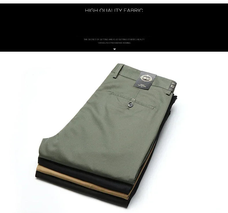 Summer Thin Men's Slim Suit Pants Fashion Business Casual Cotton Green Black Khaki Trousers Male Brand Clothing 30-40