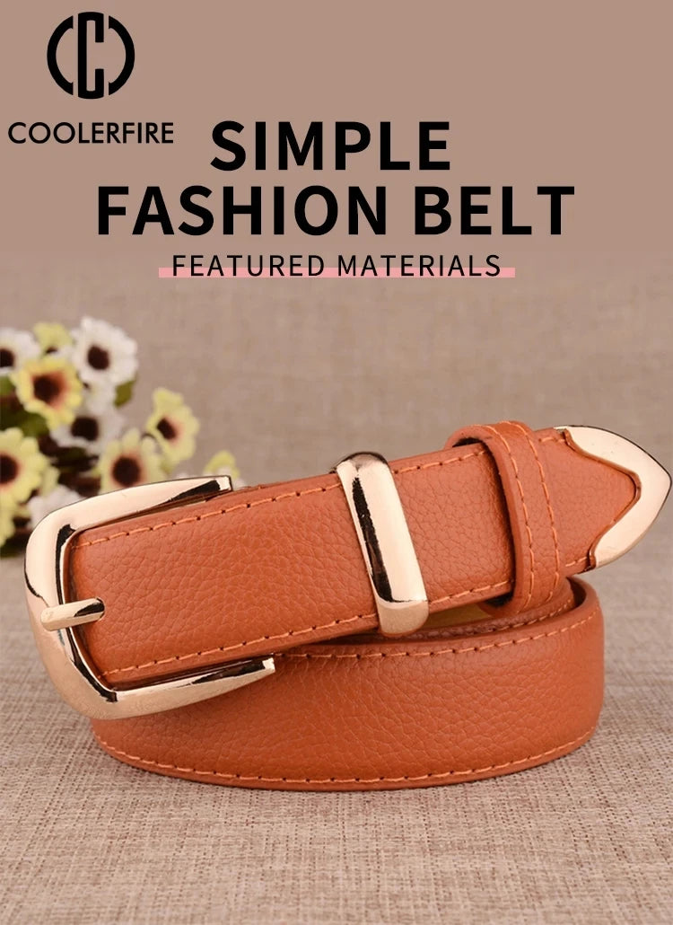 Women's Trousers Belt  Leather Trend White Belt Fashion High Quality Trouser Belts Solid Vintage Pin Buckle Ladies Strap LB2146-