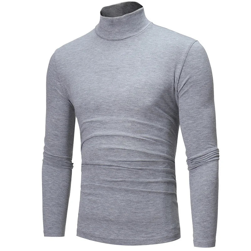 New Fashion Base Tee Shirt Men Slim Fit Knit High Neck Pullover Turtleneck Sweater Tops Shirt