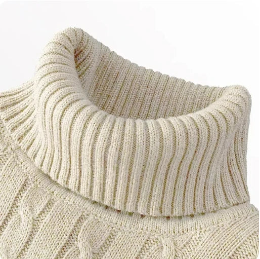 New Men's High Neck Sweater Solid Color Pullover Knitted Warm Casual Turtleneck Sweatwear Woolen Mens Winter Outdoor Tops