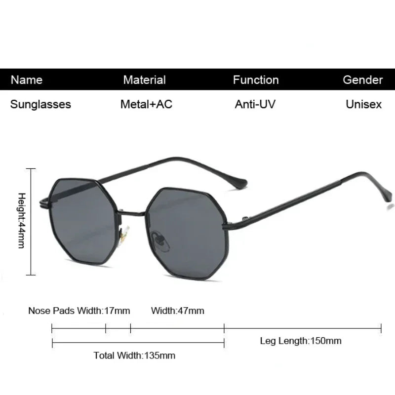 2024 New Fashion Metal Polygonal Sunglasses Classic Vintage Eyewear for Men Women INS Style Sunglasses Personalized Sun Glasses