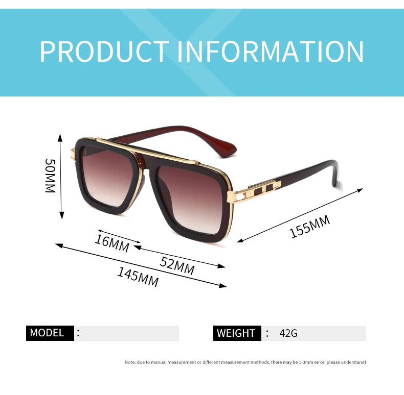 Fashion Square Sunglasses Cool Men Vintage Luxury Brand Design Sun Glasses Women UV400 Shades Oculos De Sol