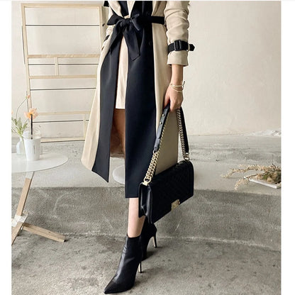 Autumn Mature Style Women's Trench Coat Thin Lined Khaki Coats Lengthened Windbreaker Mature Women Clothing