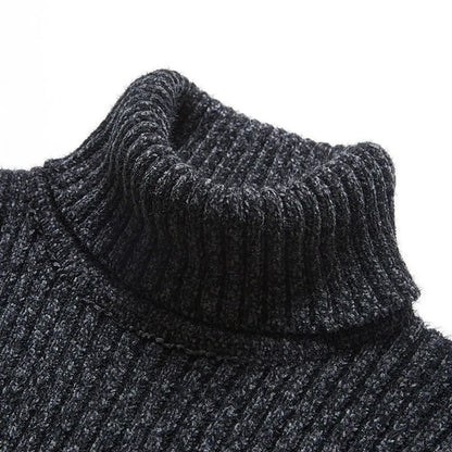 Trend Fashion Autumn Winter Sweaters Men Solid Turtleneck Mink Cashmere Thicken Smart Casual Long Sleeve Pullovers Knitted Tops