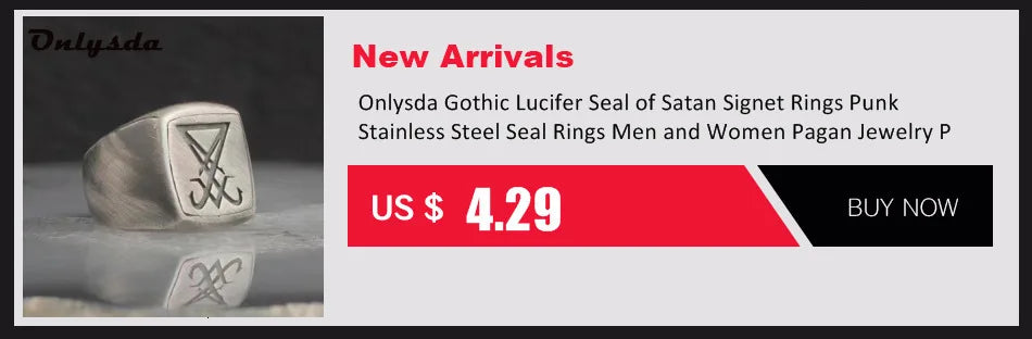 Dropshipping Vintage Sigil Lucifer Rock Ring 316L Stainless Steel Seal of Satan Rings for Men Male Punk Rock Jewelry Gift