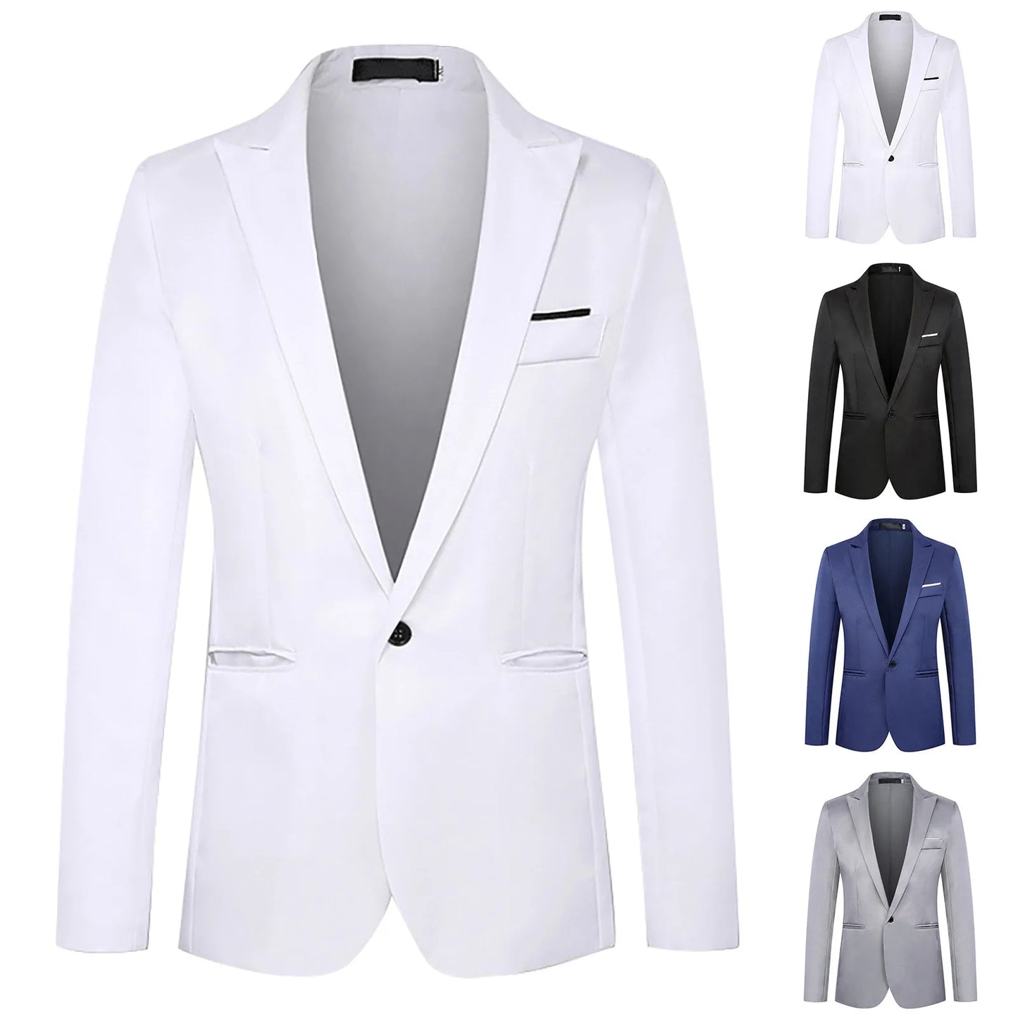 Mens Suit Fashion Simple Slim Fit One Button Solid Tuxedo Blazers Jacket Business Suits Wedding Party Homecoming Suits For Men