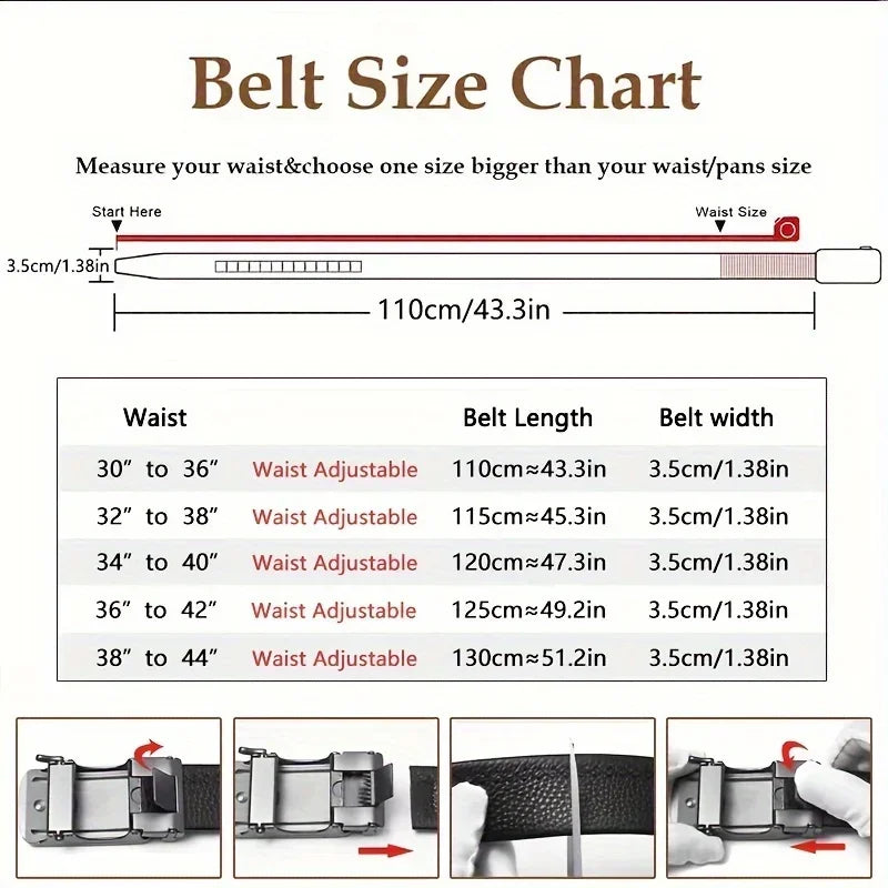 Men's Automatic Buckle Genuine Leather Cowhide Belt, Leisure Fashion Pants Belt, Men Waistband, With Gift Box