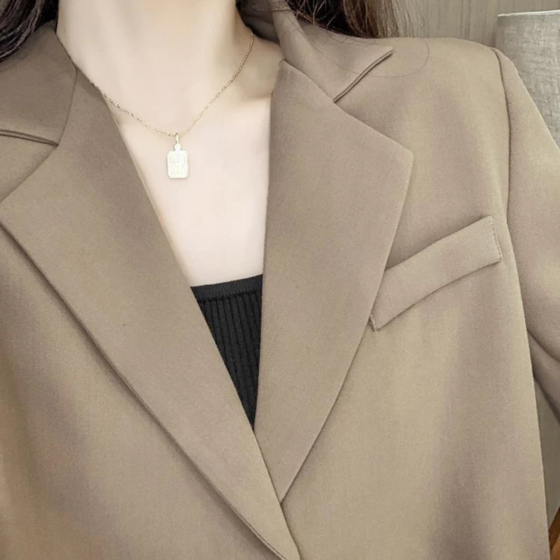 Cropped Blazers for Women 2025 New Korean Fashion Long Sleeve Button Up Suit Jacket Woman Elegant All Match Office Blazer Female