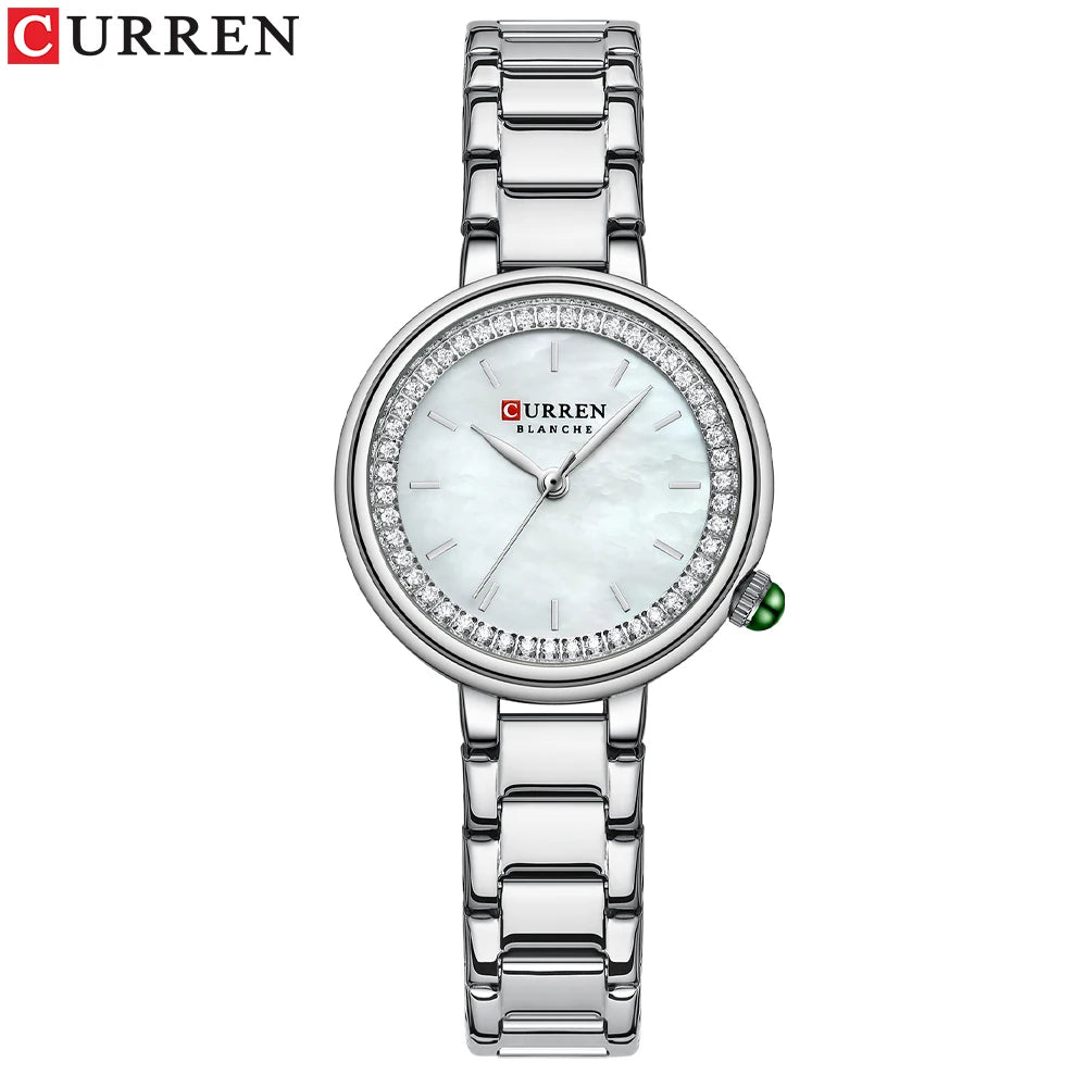 CURREN Luxury Brand Women's Wristwatches with Starry Sky Dial Stainless Steel Band Quartz Watches Ladies Rhinestones Clock