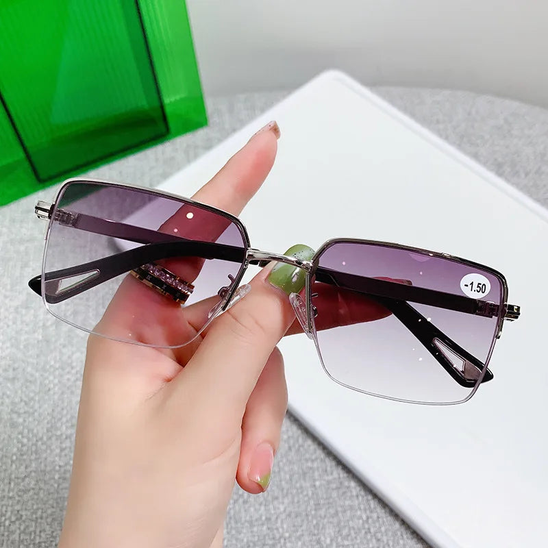 New Myopia Glasses Business Half Frame Anti Blue Light Glasses Man Fashion Myopia Glasses Diopter -1.0 To -4.0