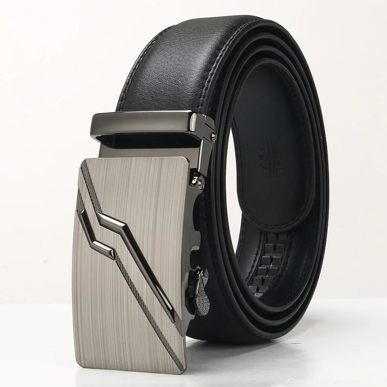 3.5cm New Men's Leather Belt Alloy Automatic Buckle Business Leisure Youth Middle-aged and Elderly Belt Designer Belt for Men