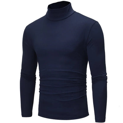 New Fashion Base Tee Shirt Men Slim Fit Knit High Neck Pullover Turtleneck Sweater Tops Shirt