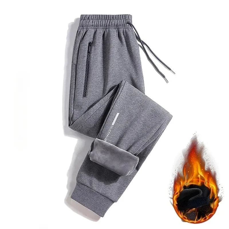 2024 Men's Pant Fleece Lined Brushed Warm Sport Sweatpants Male Winter Jogger Trouser Sweat Sportswear Big Size Large Plus Thick