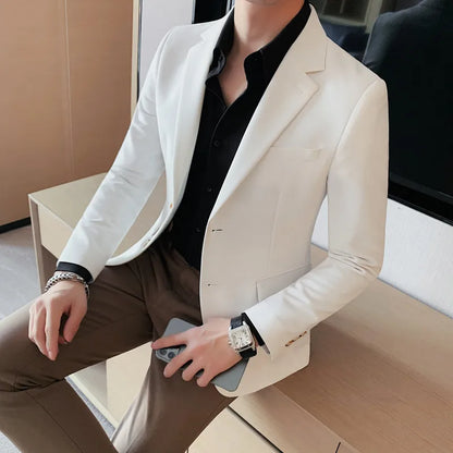 2025 High Quality Solid Single Button Casual Blazer Men's Korean Simple Business Elegant Fashion Party Slim Fit Suit Jacket 4XL