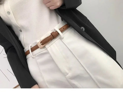 Women's Belt Minimalist Trendy Thin Belt High End Authentic Casual Versatile Needle Button Belt with Skirts Jeans Lady Belts New