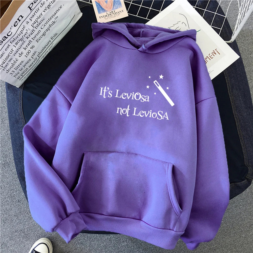 Women Hipster Streetwear Sweatshirts It's Leviosa Magic Hoodie Fashion Funny Sportswear Loose Oversize Clothing Soft Tops Female