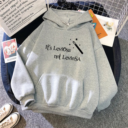 Women Hipster Streetwear Sweatshirts It's Leviosa Magic Hoodie Fashion Funny Sportswear Loose Oversize Clothing Soft Tops Female