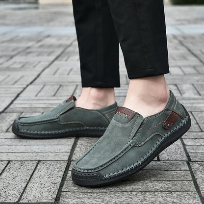 Handmade Leather Men Shoes Casual Comfortable Slip On Loafers Men Leather Shoes Flats Moccasins Walking Shoes Dropshipping